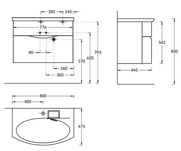 тумба с раковиной KERAMA MARAZZI RIVA 80